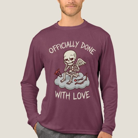 Officially Done With Love Skeleton Cupid Design Tri-Blend Shirt (Vorderseite)
