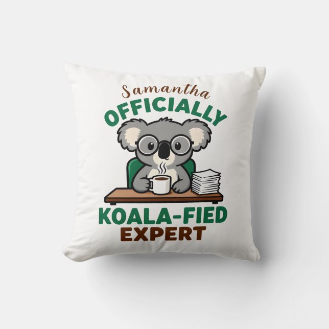 Officially Koala-fied Expert Funny Coffee Pun Kissen (Vorderseite)