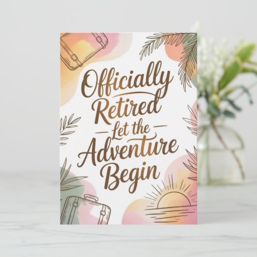 Officially Retired – Let the Adventure Begin Karte (Stehend Vorderseite)