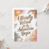 Officially Retired – Let the Adventure Begin Karte (Vorderseite/Rückseite Beispiel)