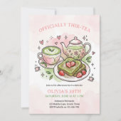 Officially Thir-Tea Matcha Tea Party 30th Birthday Einladung (Vorderseite)