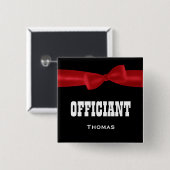 OFFICIANT Hochzeits-individueller Name V02L ROT Button (Vorne & Hinten)