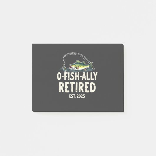 Offishally remüde Est. 2025 Ruhestand Fisher Vater Post-it Klebezettel (Vorderseite)