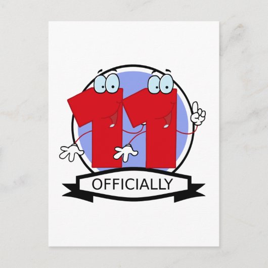 Offiziell 11 Geburtstagsbanner Postkarte (Vorderseite)
