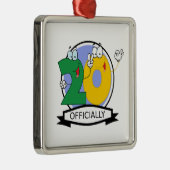 Offiziell 20 Geburtstagsbanner Silbernes Ornament (Rechts)