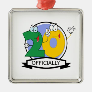 Offiziell 20 Geburtstagsbanner Silbernes Ornament