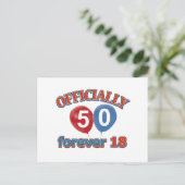 Offiziell 50 für immer 18 postkarte (Stehend Vorderseite)