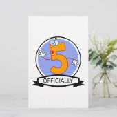 Offiziell 5 Geburtstagsbanner Briefpapier (Stehend Vorderseite)