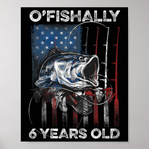 Offiziell 6 Jahre altes Shirt 6. Geburtstag Angeln Poster