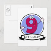 Offiziell 9 Geburtstagsbanner Postkarte (Vorne/Hinten)