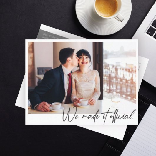 Offiziell angekündigte Hochzeitserklärung für Foto Ankündigungspostkarte