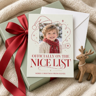 Offiziell auf der Nice-Liste Sage-Weihnachtsfoto Feiertagskarte