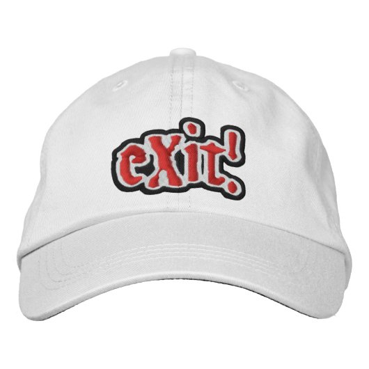 Offiziell (c) eXit! Cap in WHITE! Bestickte Baseballkappe (Vorderseite)