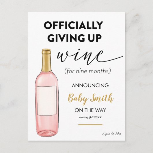 Offiziell die sonnige Schwangerschaft aufgeben Ankündigungspostkarte (Vorderseite)