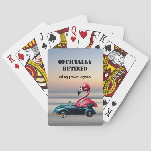 Offiziell ermüdet rosa Flamingo in Cabriolet Spielkarten (Rückseite)