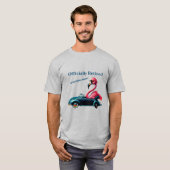 Offiziell ermüdet rosa Flamingo in Cabriolet T-Shirt (Vorne ganz)