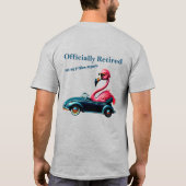 Offiziell ermüdet rosa Flamingo in Cabriolet T-Shirt (Rückseite)