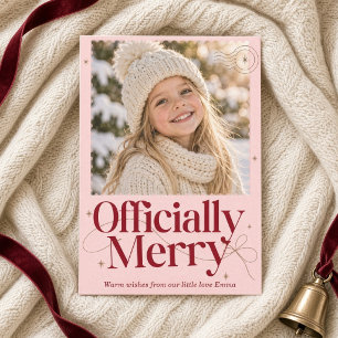 Offiziell fröhlicher rosa Poststempel Weihnachtsfo Feiertagskarte