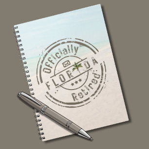 Offiziell im Ruhestand am tropischen Ozean Florida Notizblock