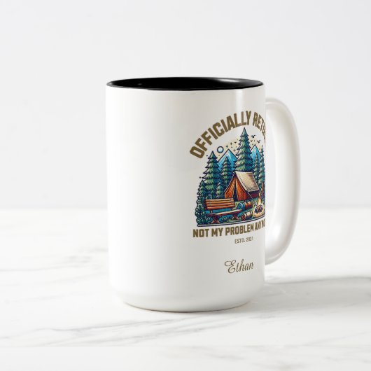 Offiziell im Ruhestand befindliches Camping, Indiv Zweifarbige Tasse (VorderseiteRechts)