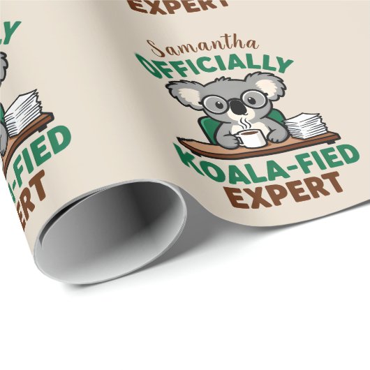 Offiziell Koala-fizierter Experte Lustiger Kaffee- Geschenkpapier (Rolleneckpunkt)