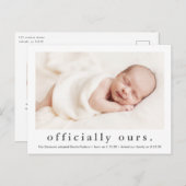 Offiziell | Minimale Adoption des Fotos Postkarte (Vorne/Hinten)