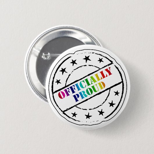 "Offiziell stolz" Gay Pride Button (Vorne & Hinten)