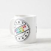 "Offiziell stolz" Gay Pride Kaffeetasse (Vorderseite Links)