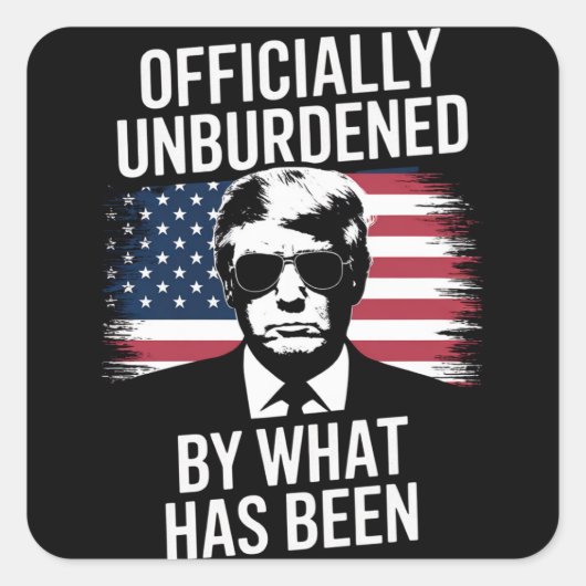 Offiziell unbelastet durch das, was Trump war Quadratischer Aufkleber (Vorderseite)