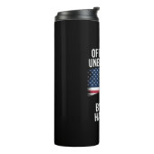 Offiziell unbelastet durch das, was Trump war Thermosbecher (Nach links gedreht)