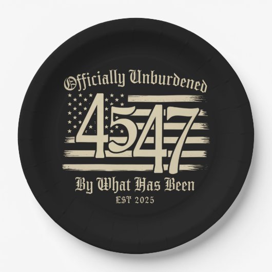 Offiziell unbelastet durch Trump 45 47 Pappteller (Vorderseite)