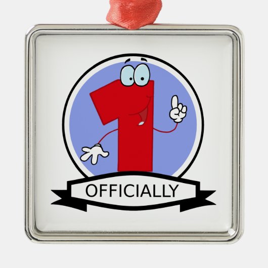 Offizielle 1 Birthday Banner Silbernes Ornament (Vorne)