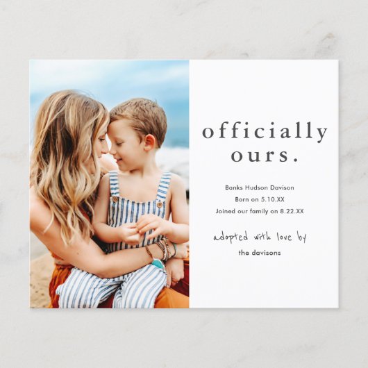 Offizielle Ankündigung der Adoption des Fotos (Vorderseite)