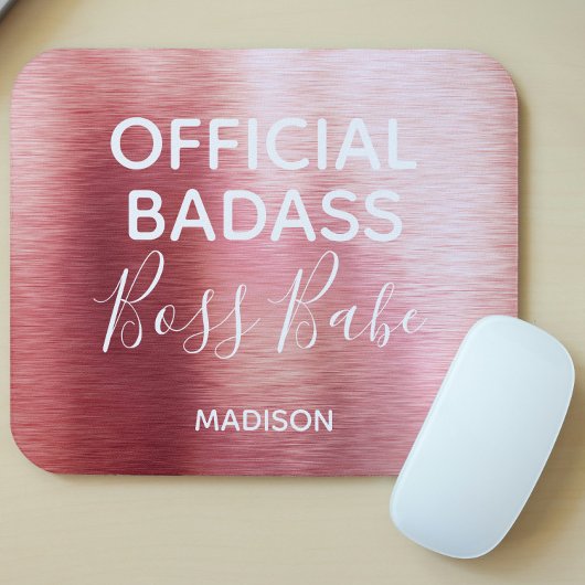 Offizielle Badass Boss Babe Metallic Rose Gold Nam Mousepad