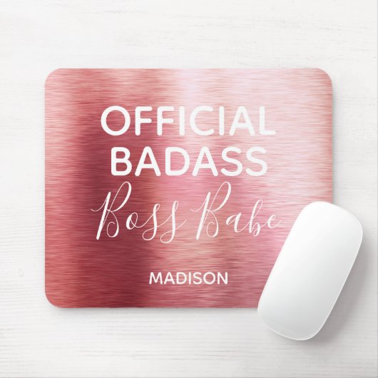 Offizielle Badass Boss Babe Metallic Rose Gold Nam Mousepad (Mit Mouse)