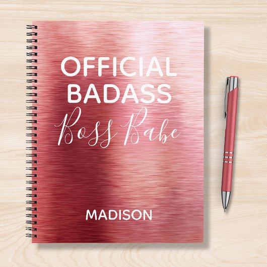 Offizielle Badass Boss Babe Metallic Rose Gold Nam Notizblock