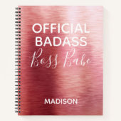 Offizielle Badass Boss Babe Metallic Rose Gold Nam Notizblock (Vorderseite)