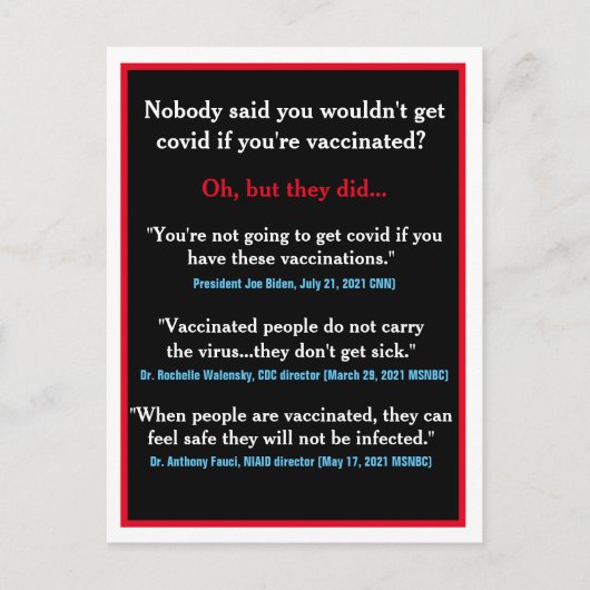 Offizielle coviale Fehlinformation Postkarte (Vorderseite)