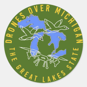 Offizielle Dronen über Michigan Logo-Aufkleber Runder Aufkleber
