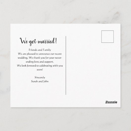 offizielle Hochzeitsankündigung Postkarte (Rückseite)