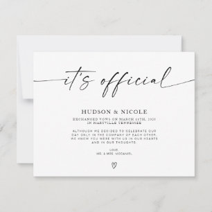 Offizielle Hochzeitsanzeige nach einer heimlichen Ankündigung