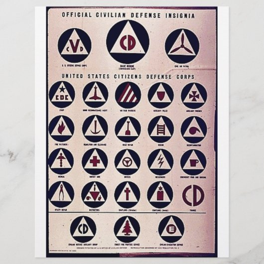Offizielle Insignien der zivilen Verteidigung Flyer (Vorne)
