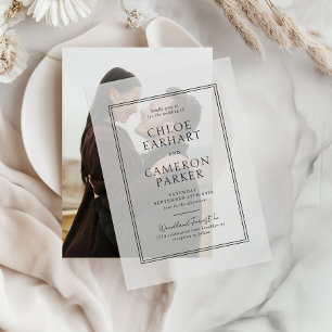 Offizielle klassische Schwarz-Quadrat-Hochzeit Pergament Einladungen