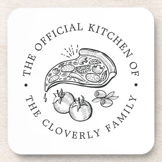 Offizielle Küche | Pizza Themenabend Keramik Ti Getränkeuntersetzer (Vorderseite)