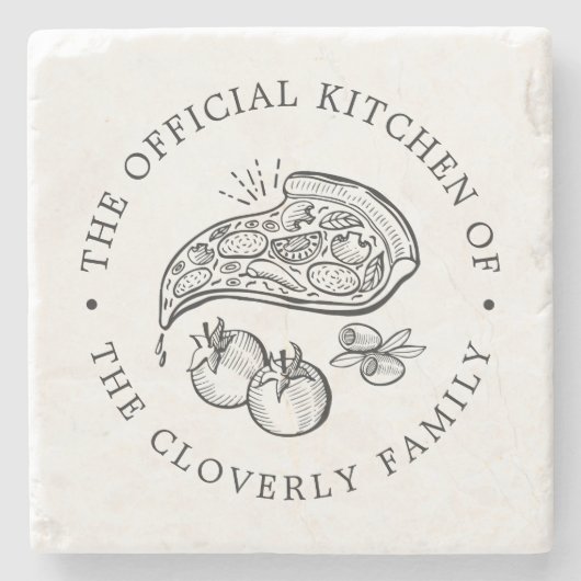 Offizielle Küche | Pizza Themenabend Keramik Ti Steinuntersetzer (Vorderseite)