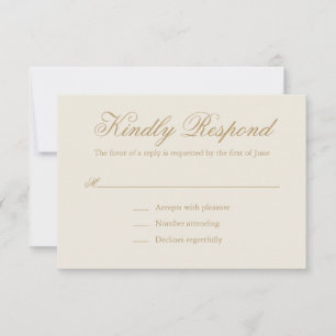 Offizielle neutrale Goldelfenbein Traditionelle Ho RSVP Karte