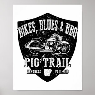 Offizielle Pig Trail Bikes Blues Grillen Motorrad Poster
