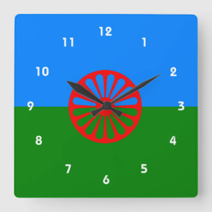 Offizielle romanische Sinti und Roma-Fahne Quadratische Wanduhr