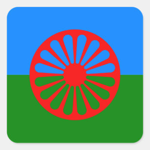 Offizielle Romanische Sinti und Roma Quadratischer Aufkleber