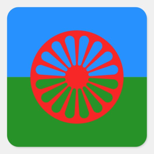 Offizielle Romany flag Quadratischer Aufkleber (Vorderseite)